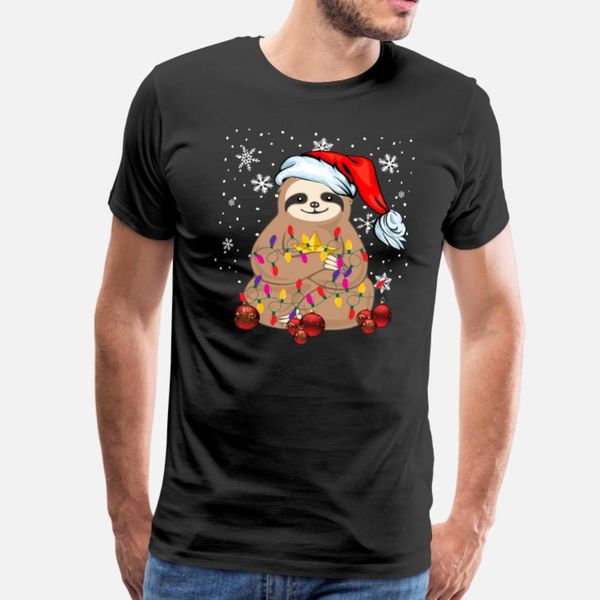 

cute christmas sloth santa led light string tee gi t shirt men create tee shirt o neck pictures fit comfortable summer style original shirt