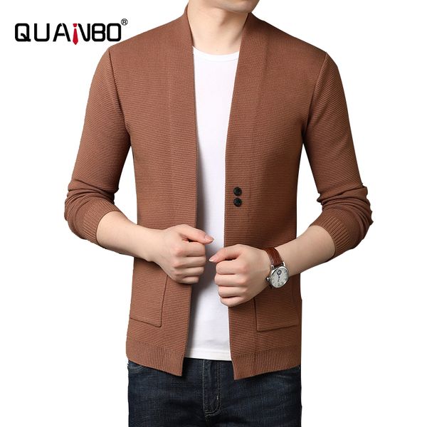 

quanbo brand goodthreads men's soft cotton shawl cardigan 2020 autumn winter youth korean warm casual cardigan coat, White;black