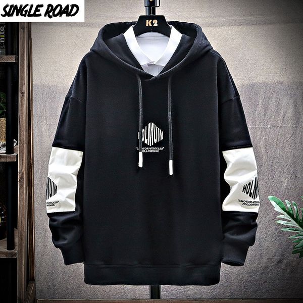 

men's hoodies & sweatshirts singleroad mens men 2021 oversized sweatshirt harajuku japanese streetwear hip hop print black hoodie