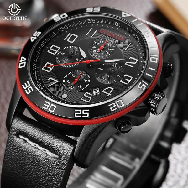 

new mens sport watches ochstin chronograph casual quartz men wrist watch black army clock date montre, Slivery;brown