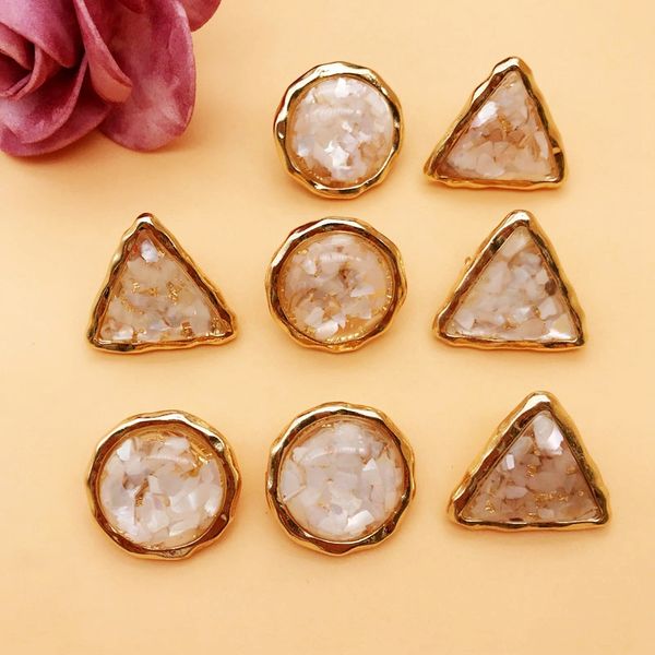 

square triangle glittle earrings abalone shell party jewelry, Golden;silver