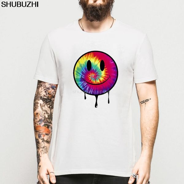 

new smiley face men t shirt harajuku colorful acid dripping tie dye style t-shirts rave house music dubstep cotton shirt sbz5151