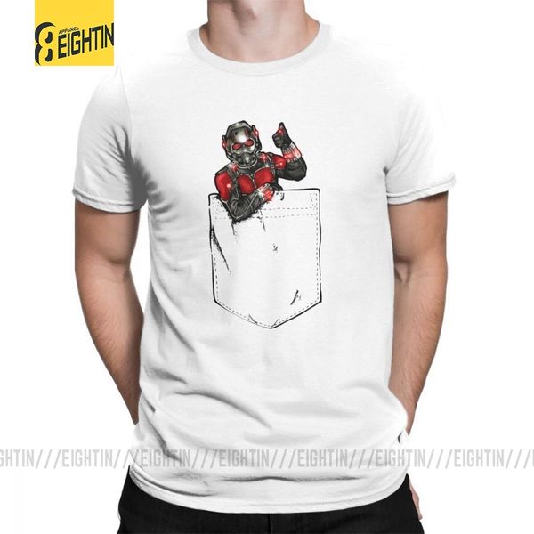 

ant man in pocket t-shirts pure cotton t shirts mens tees short-sleeved large size funny marvel movie super hero