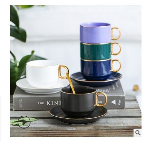 

2020 creative ceramic coffee cup and dish european style set creative simple home afternoon camellia water cup gift