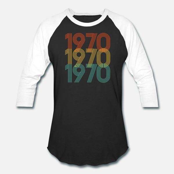

1970 ретро пятидесятых подарок на день рождения, giftidea 50 лет тенниска мужчины напечатаны с коротким рукавом круглый воротник уникальный, White;black