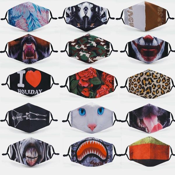 

cartoon 3d print face mask reusable dustproof ultraviolet-proof washable running riding bike protective masks