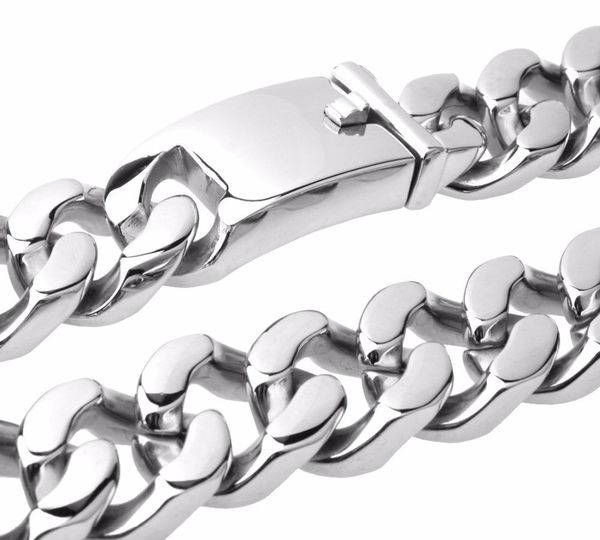 

men jewelry set 20mm mens chain boys necklace curb cuban link chain silver gold stainless steel necklace bracelet seth