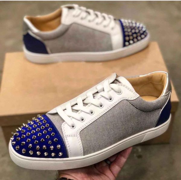 

fashion men's seavaste 2 orlato red bottom shoes low-spikes strass sneaker fashion men women party wedding flats trainers, Black