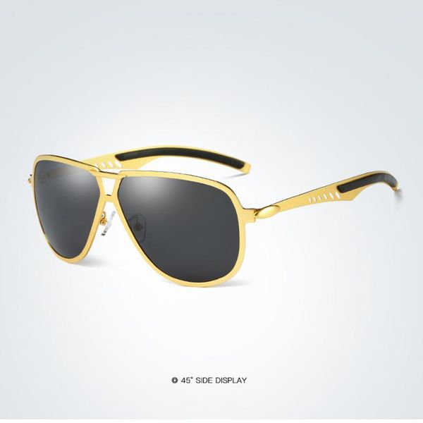 

al-mg alloy cool double bridge gold black frame polarized sunglasses custom made myopia minus prescription polarized lens -1to-6, White;black
