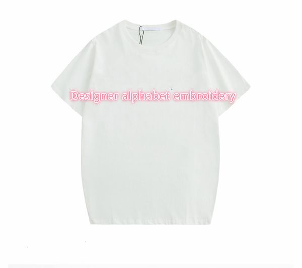 

designer t-shirt men's and women's fashion t-shirt short-sleeved cotton blend, with trend letter embroidery 2 colors wholesale, White