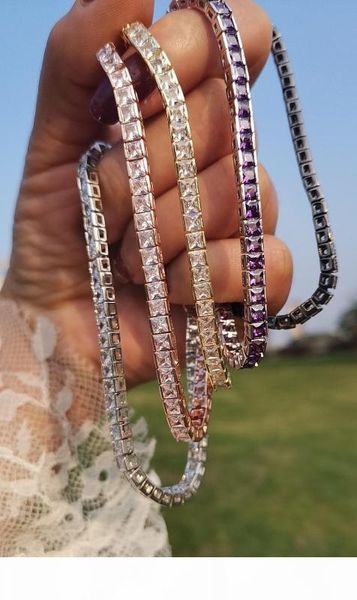 

handmade 925 silver 4mm square created moissanite bracelets for women men engagement wedding gemstone jewelry five styles, Golden;silver