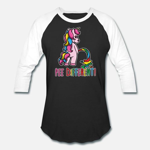 

gay pride unicorn rainbow flag pee different funny pun t shirt men printed cotton round collar unique crazy comical summer style novelty