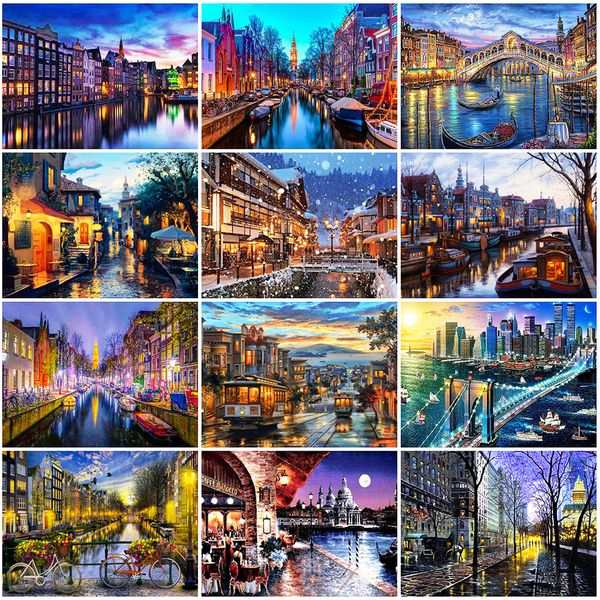 

evershine diamond painting street 5d diy full square diamond embroidery landscape town rhinestone art home decor gift