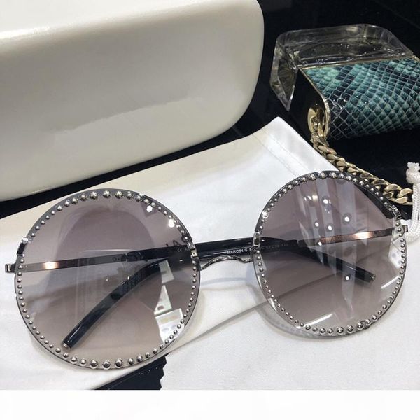 

luxury womens designer sunglasses 54 big round frame metal glasses charming elegant style anti-uv400 lens leisure eyewear with ca, White;black