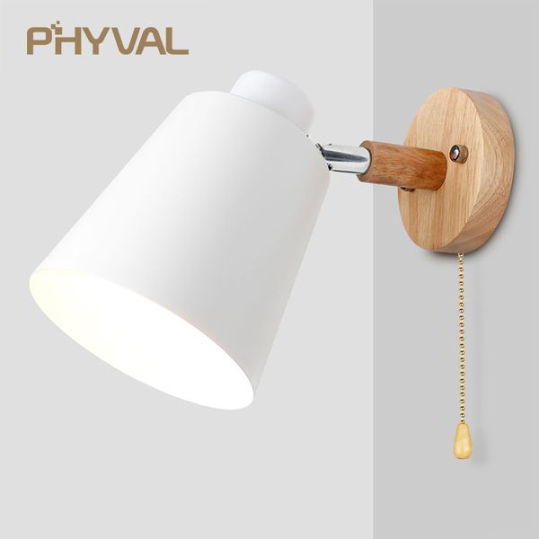 

wall lamp lamps with switch bedside light modern sconce nordic for bedroom macaroon 6 color steering head e27 85-285v