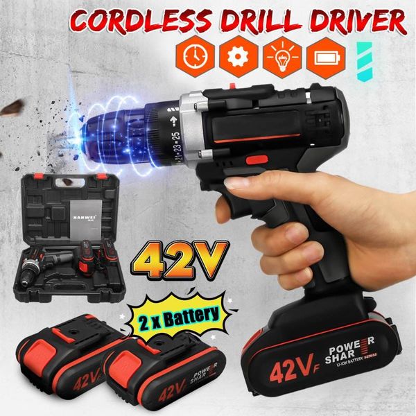 

42v cordless screwdriver electric drill power tools handheld drill lithium battery charging 25-28nm torque + 1/2battery