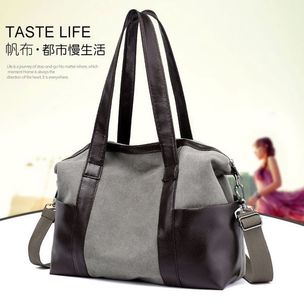 

2020 new style women's bag fashion casual canvas shoulder bag women's hand cross-body large
