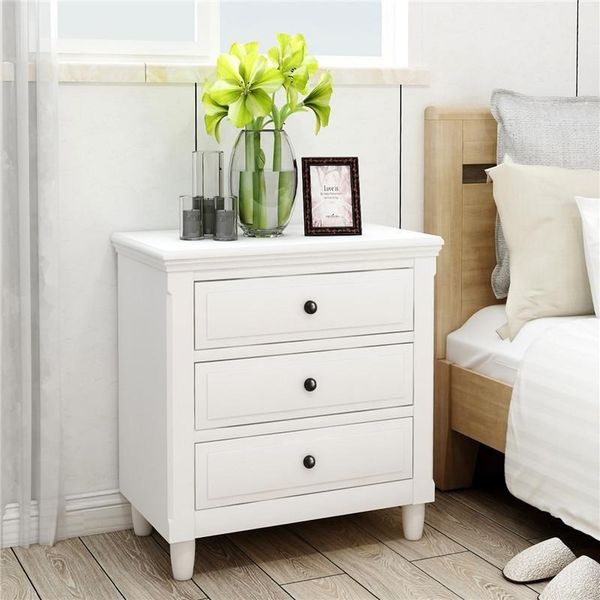 

us stock fast shipping u_style 3-drawer nightstand storage solid wood cabinet modern bedroom furniture wf193010aak