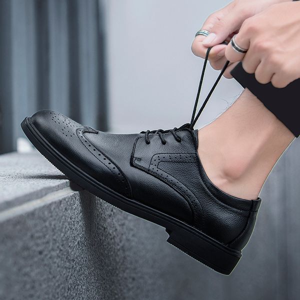 

pu leather size 38-46 fashion men business dress pointy black shoes oxford breathable formal wedding shoes *202