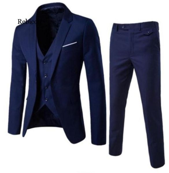 

men's three piece suit (suit + vest + pants)men spring autumn office commuter men's casual suit coat slim pants fashion, White;black