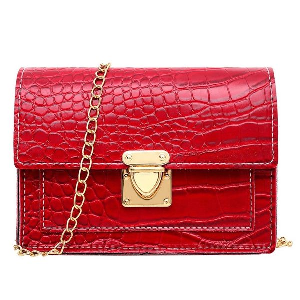 

crocodile pattern fashion women solid color hasp handbag pu solid color shoulder bag messenger bag strap small square bag 25