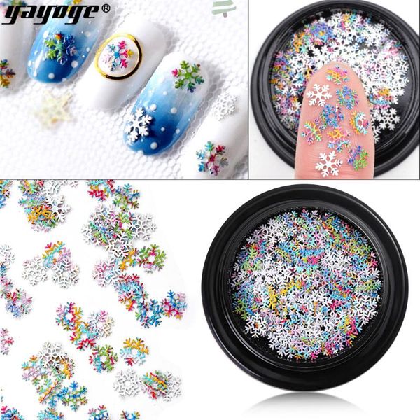 

yayoge 3 colors holographic nail sequins 3d nail art glitter gel snowflakes winter snow decorations diy snowflakes sequins, Silver;gold
