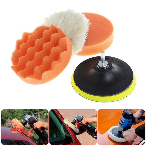

5pcs 3 inch 80mm m10 sponge waxing buffing polishing pad kit with drill adapter