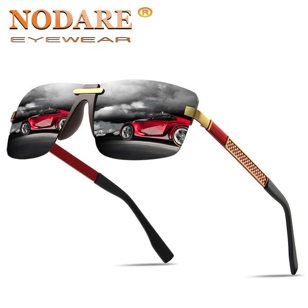 

nodare 2020 new sunglasses square metal frame male sun glasses fashion driving fishing eyewear zonnebril heren, White;black