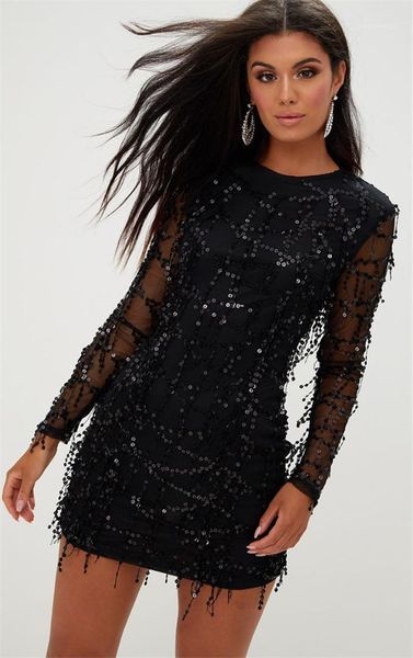 

sleeve women mini dresses fashion casual black sequins women dresses fashion women designer dresses perspective, Black;gray