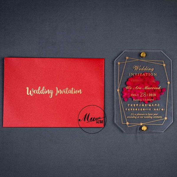 

greeting cards customized acrylic wedding invitations marriage sen network red invitation card creative stamping invitat