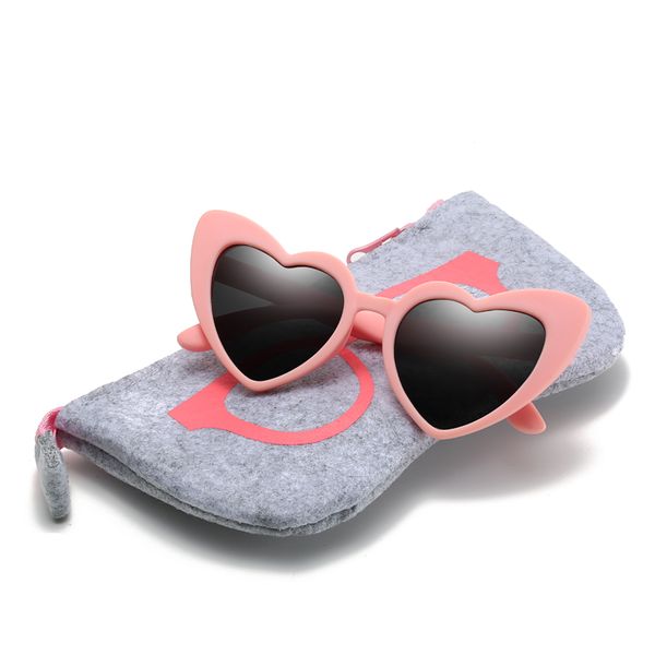 

with bag rubber polaroid baby girl kids sunglasses children heart tr90 black pink heart sun glasses for kids polarized flexible, White;black