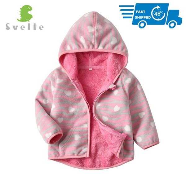 

svelte 2-7 yrs kid toddler girls cute pink fur fleece hoodies floral fluffy sweatshirts clothes printed coats outfit for winter, Black