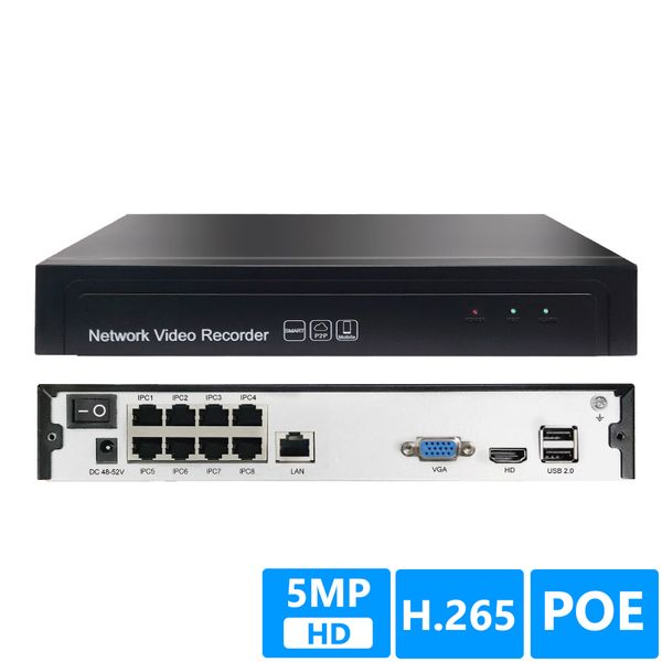 

kits 8ch 5mp poe 1 sata nvr h.265+/h.265/h.264 cctv up to 16ch 5.0mp network video recorder onvif 2.6 ip camera p2p aeeye2.0, Black;white