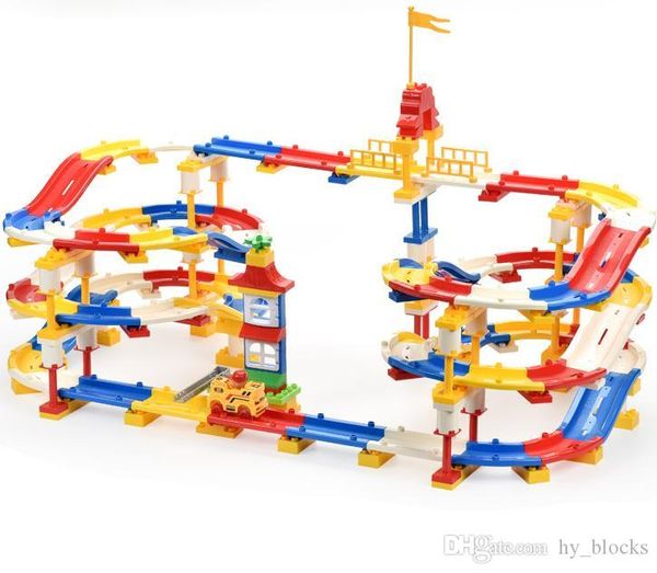 

245pcs larger particles building blocks colorful track bricks play set self-assembling build various styles circular interchange track 01