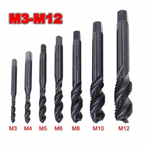 

7pcs m3-m12 hss screw thread drill set metric plug tap machine hand spiral tools
