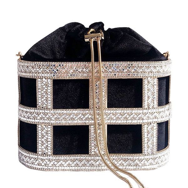 

2020 metal busket evening bag women handmade hollow out rhinestone dinner clutch pearl purses luxury design