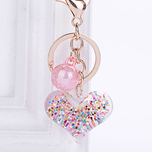 

keychain new fashion stereo key ring creative mobile phone bag car pendant keychain transparent heart-shaped cute love key acces, Silver