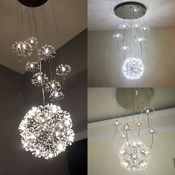 

europe crystal chandelier dandelion clothing shop restaurant livingroom g4 led lighting stairs droplight american flower lamp