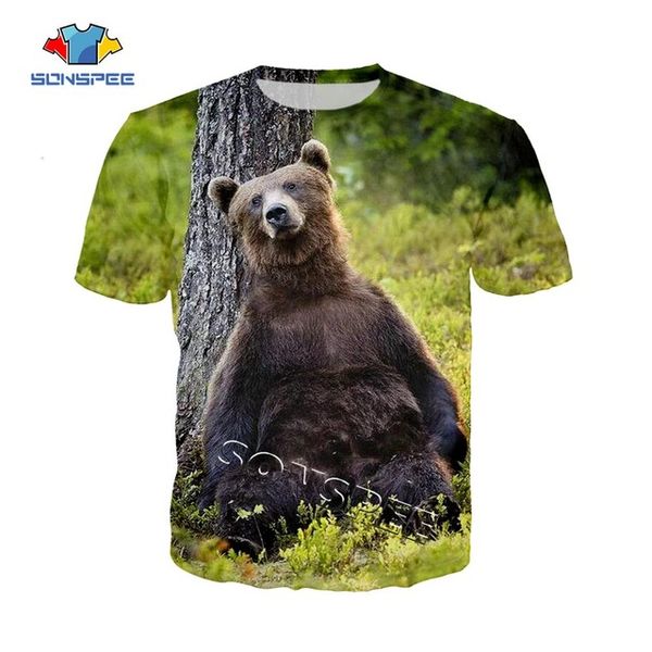 

summer men polar bear print forest design sportswear 3d print shirts kawaii graphic funny men clothing