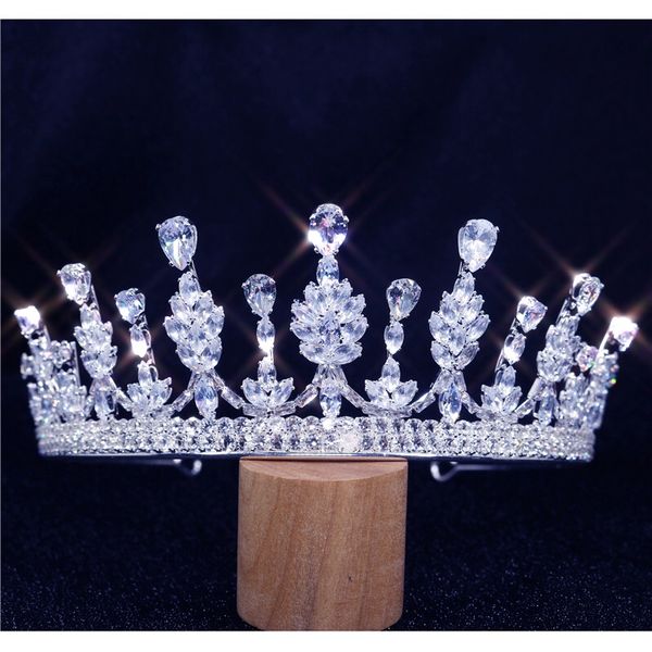 

crown headband fashion trendy geometric drop designs elegant for women anniversary cubic zirconia princesa, Golden;silver