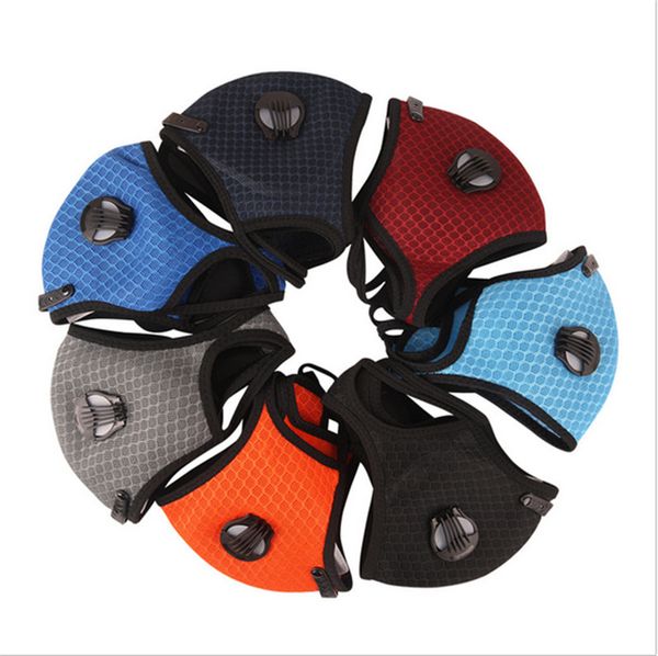 

women men designer breather value five layers mask outdoor sports cycling masks dustproof pm2.5 protectve fashion face mask 2020 e81402, Blue