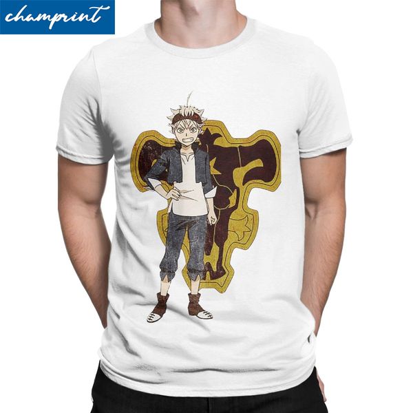 

men's asta black clover t shirt 100% cotton clothes funny short sleeve crew neck tees plus size t-shirt