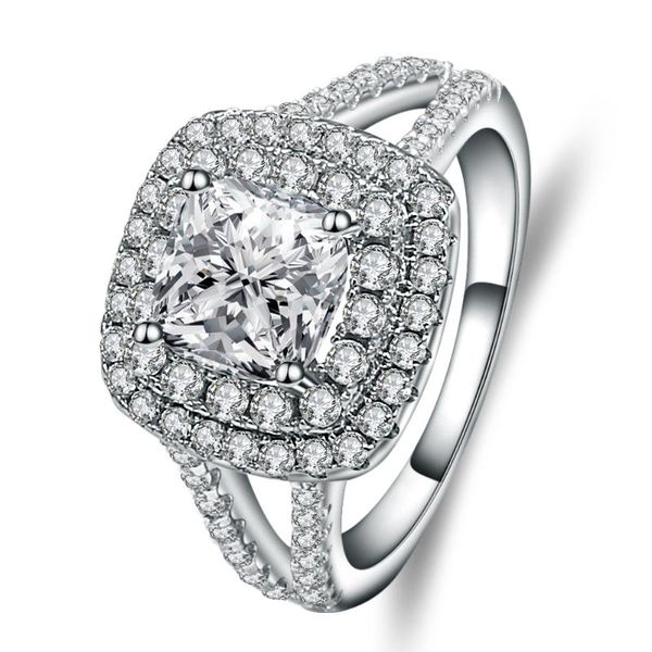 

gem's ballet 925 sterling silver exquisite bijoux fashion square wedding & engagement ring made with cubic zirconia jewelry, Golden;silver