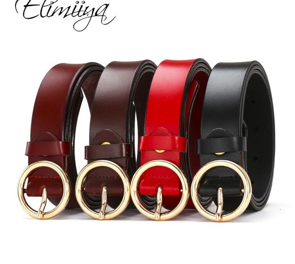 

elimiiya women belt fashion waist belt leather metal buckle pin belts for ladies leisure dress jeans wild waistband t200427