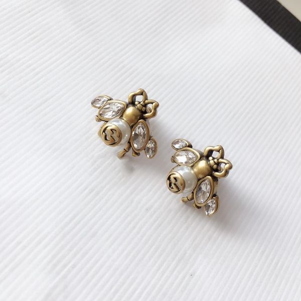 

new retro little bee exquisite wild designer earrings luxury designer jewelry women earrings, Golden