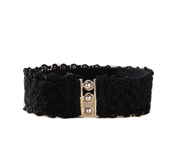 

women's belt fashion elastic belt wild lace girdle, Black;brown