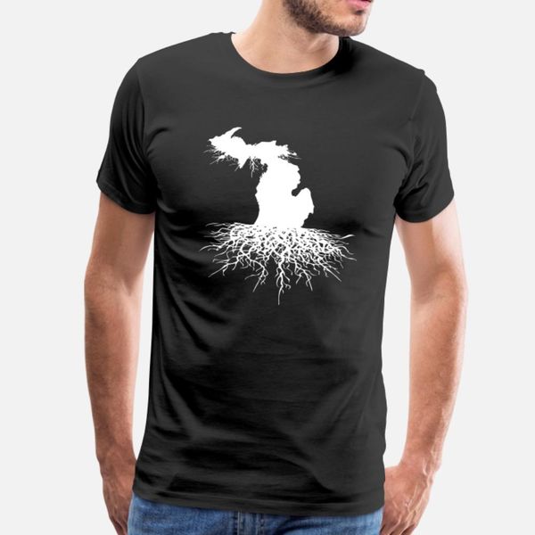 

state of michigan rooted vector roots silhouette t shirt men character short sleeve round neck novelty gift humor summer trend shirt