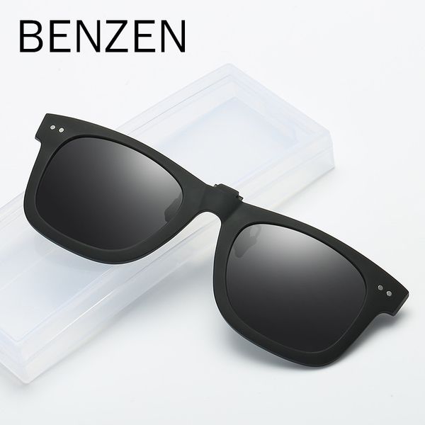 

benzen clip on sunglasses vintage clip glasses polarized lenses uv400 suitable optical glass filp on fram with case 9238, White;black