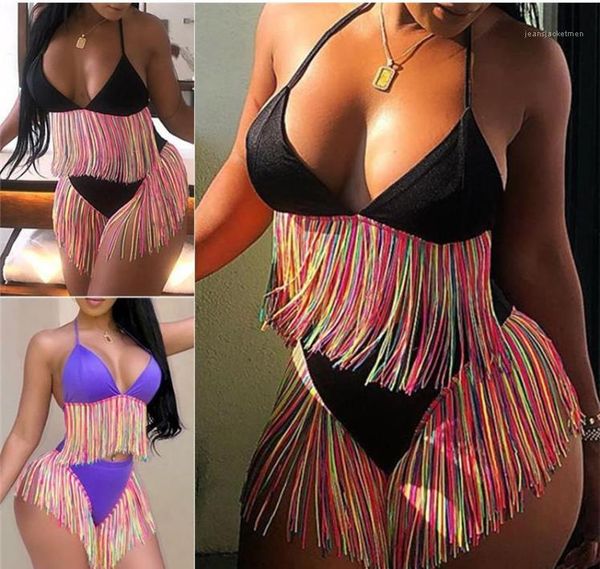 

bikini swimwear colorful tassel women two pieces swimsuits summer relaxed 2pcs bathing suits women designer luxury, White;black