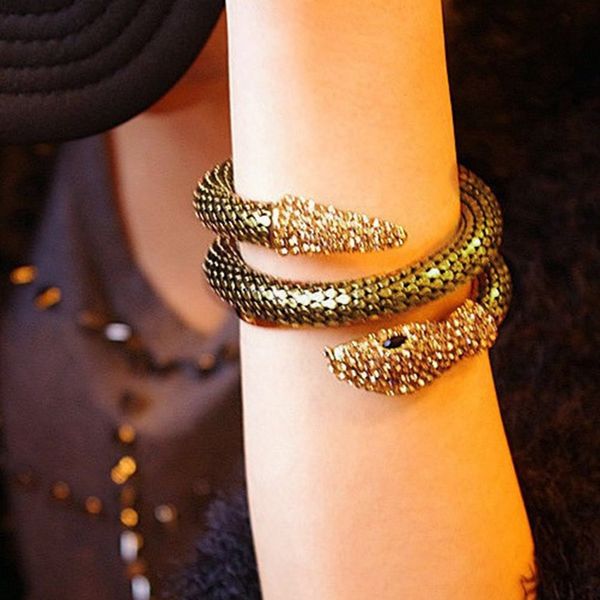 

3 colors multi-strand snake bracelet europe and america retro punk snake head bracelet fashion nightclub, Black
